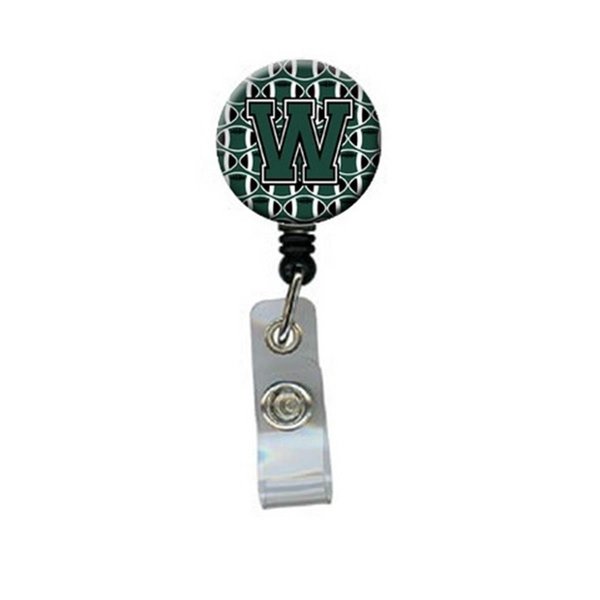 Carolines Treasures Letter W Football Green and White Retractable Badge Reel CJ1071-WBR